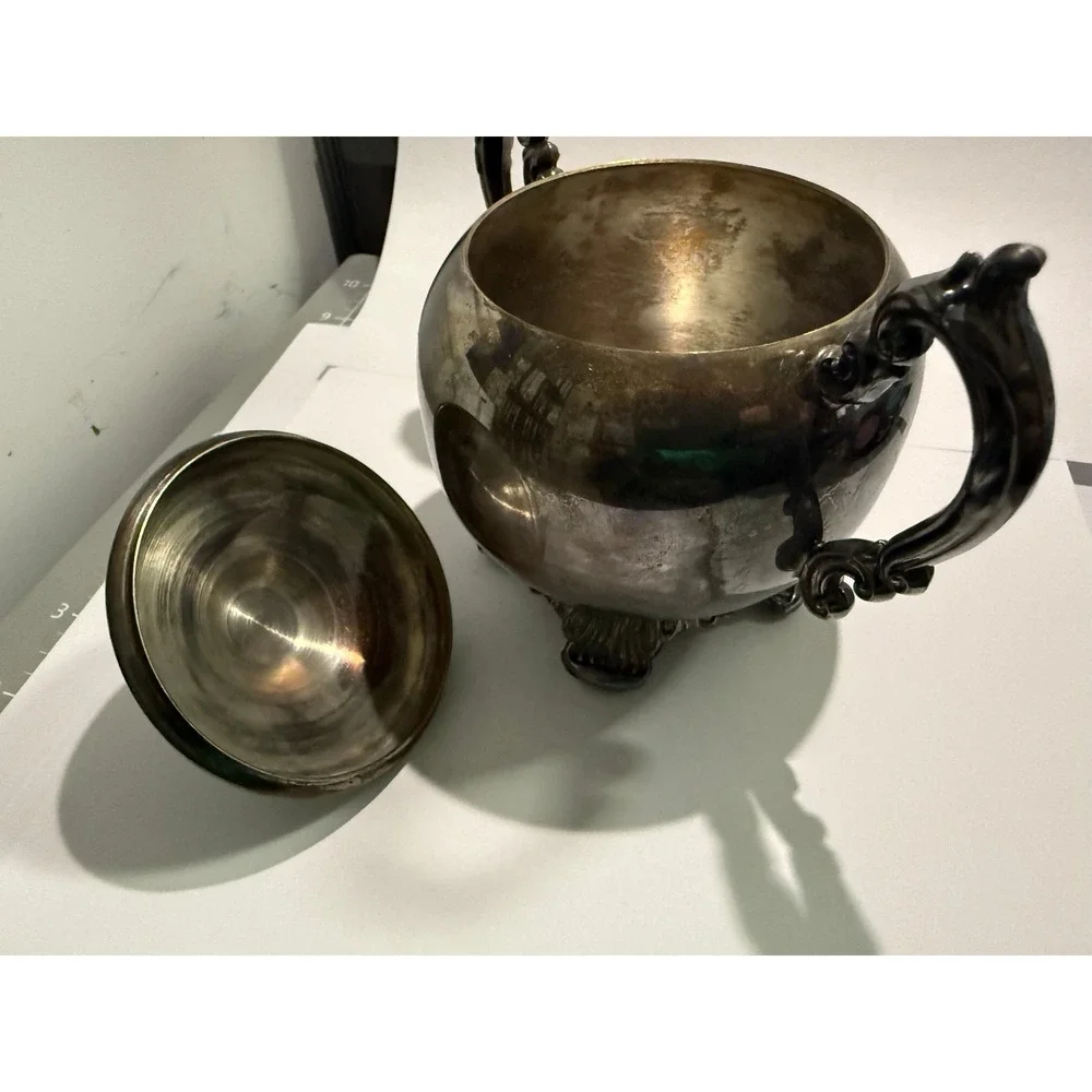 Vintage FB Rogers Silver Co Footed Sugar‎ Bowl Lid Company coffee tea